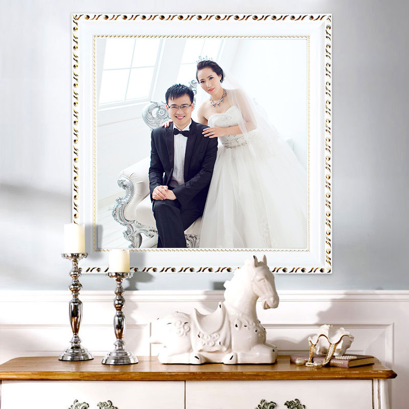 欧式婚纱照相框挂墙24寸30洗照片做成结婚照全家福复古大画框装裱