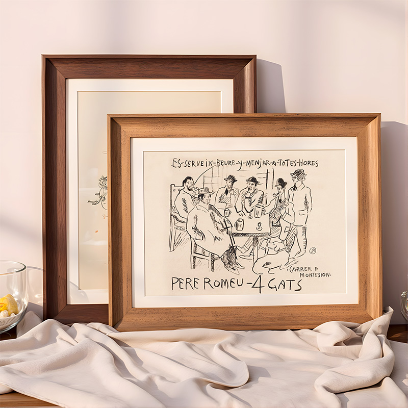 复古画框空框装裱仿木质相框挂墙4k8k水彩儿童素描a3a4纸油画定制