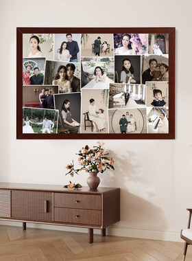 实木大相框可以存放多张老照片的木头怀旧全家福画框空框挂墙展示