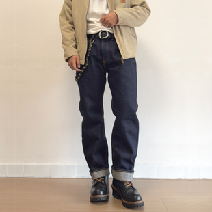 型 复刻铁心555裤 darori烫斗23oz重磅赤耳丹宁中高腰修身 直筒形裤