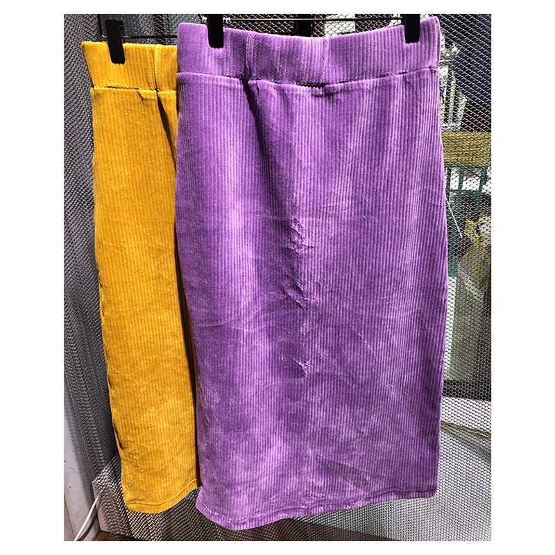 现货秋冬款韩国进口MKDULLM丝绒松紧腰半身