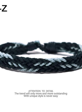 m-d简约天蓝棉麻彩色纯手工手链