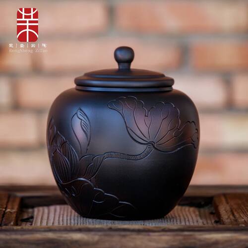建水紫陶茶叶罐瓷密封家用