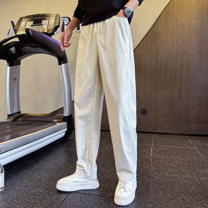 速干裤子男士休闲裤夏季薄款高级感男装条纹运动裤夏天宽松直筒裤