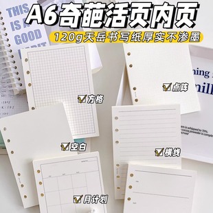 A6奇葩内页手帐本活页本纸替芯内芯日月周计划记账打卡空白方格