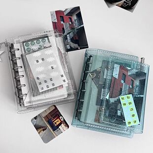 小红书同款 透明A7三折手账本活页可拆卸学生随身笔记日记事手