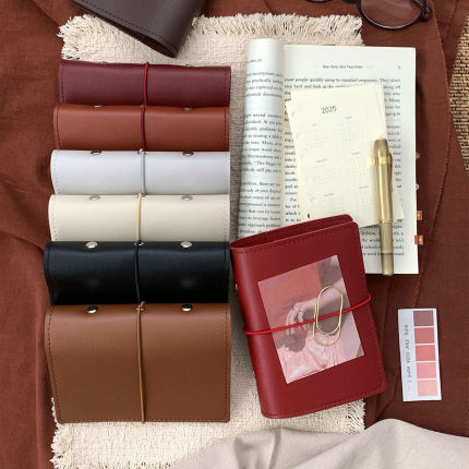 A7绑带皮质活页手帐本随身旅行记事本软皮面pu皮大环大容量活页