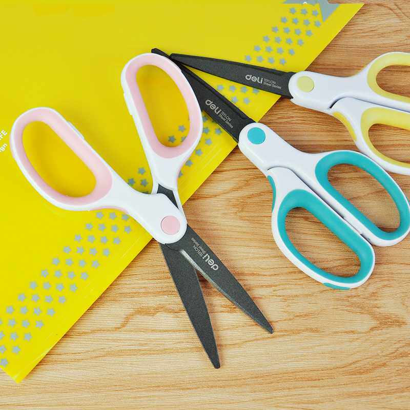 新款6054特氟龙省力剪刀175 包胶软手柄防粘防锈弧形锋刃