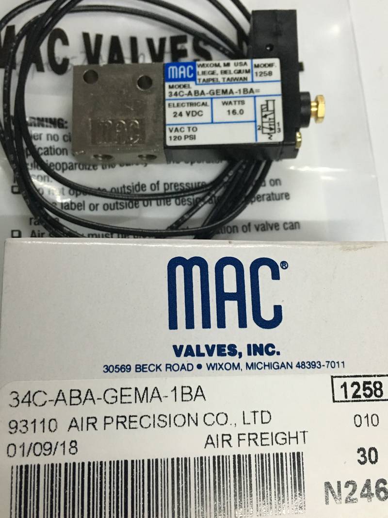 议价MAC高频电磁阀34C-ABA-GEMA-1BA（1258）全新原装真品当天发