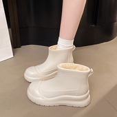 冬天加厚加棉雨鞋 女 外穿抗冻防滑水鞋 女加绒保暖新款 短筒雨靴女款