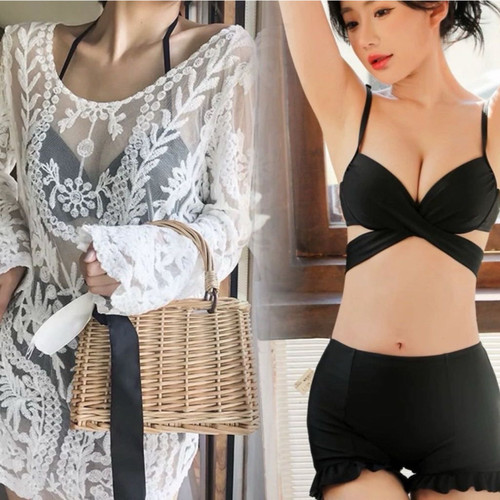 可下水罩衫温泉遮肉比基尼女
