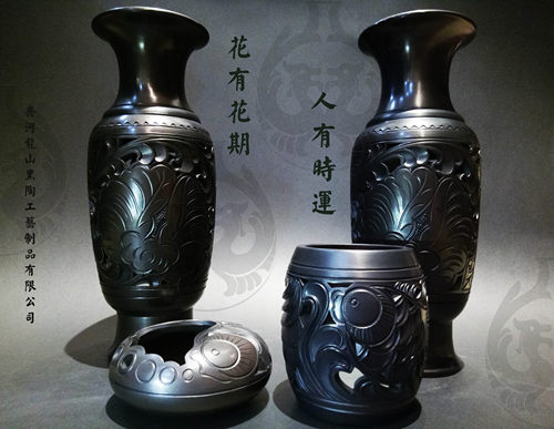 齊河龍山工艺品非遗纯手工黑陶