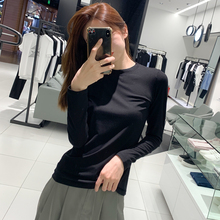 圆领春秋打底衫 百搭修身 黑色上衣 2019韩新款 内搭莫代尔t恤女长袖