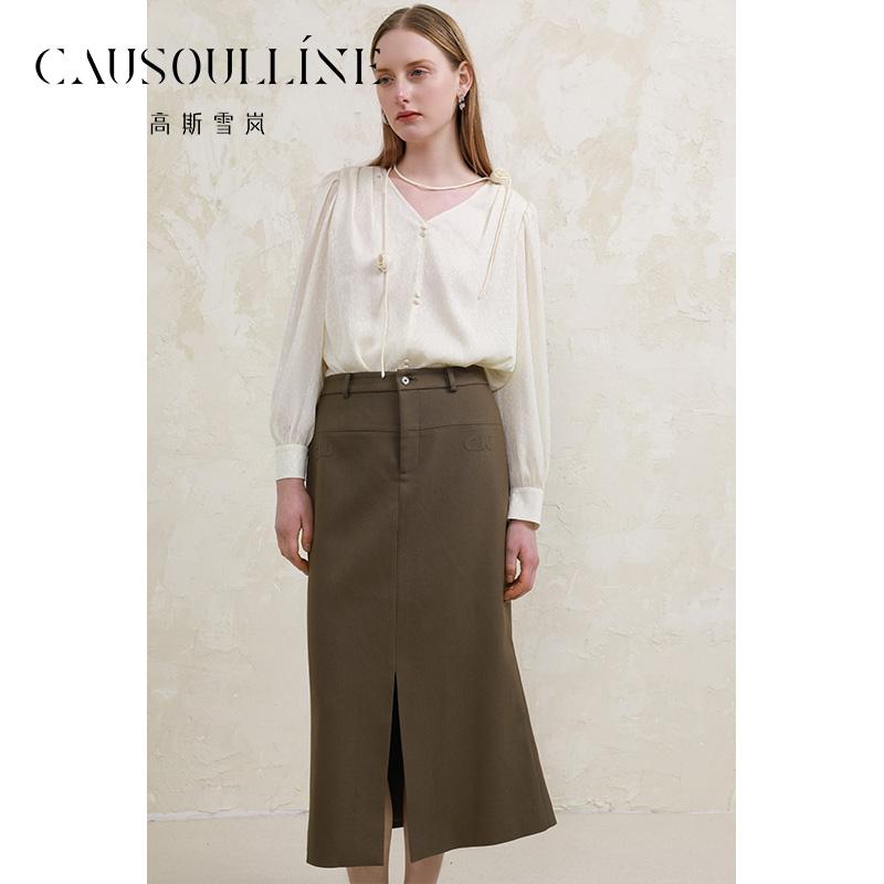 开叉直筒裙OL职场丽人修身半身裙