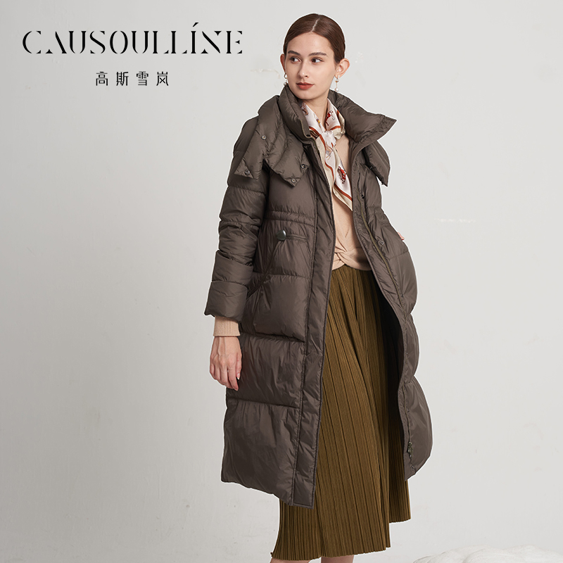 【鹅绒】高斯雪岚2023冬新款过膝长款羽绒服女女商场同款23419608