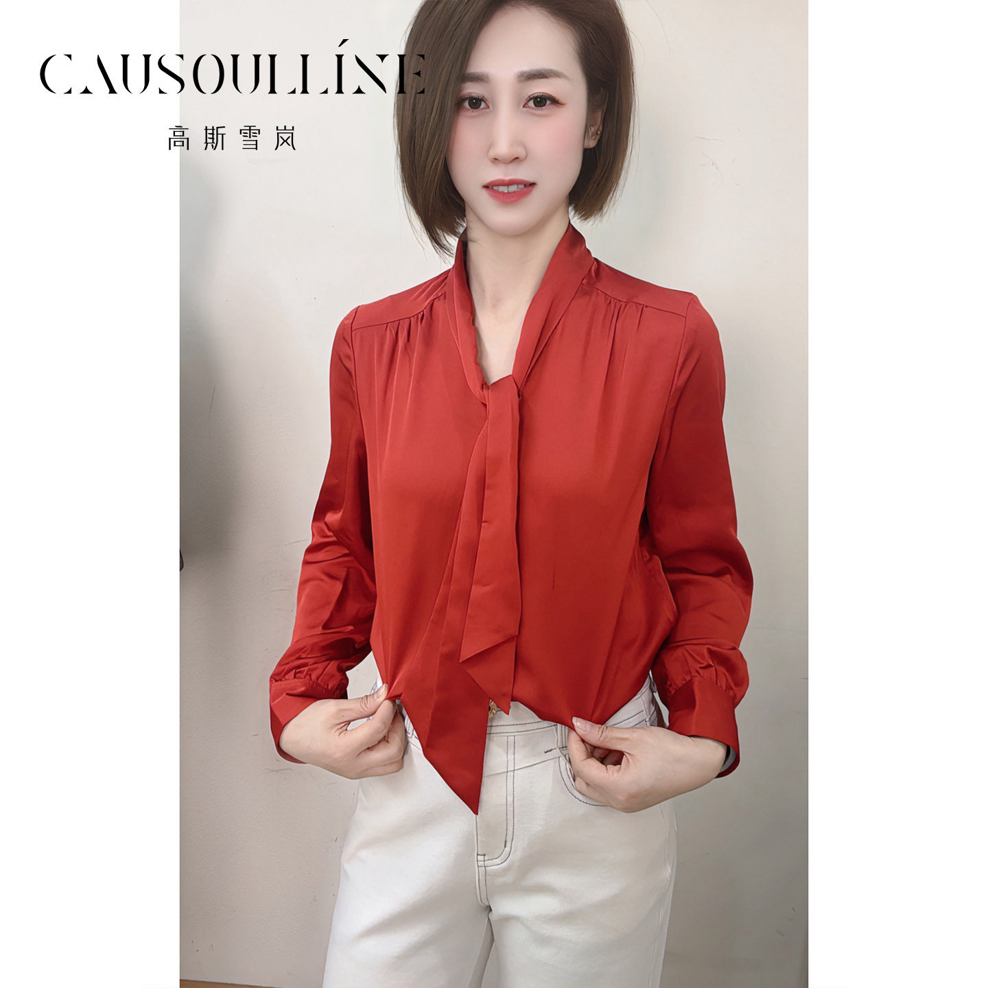 高斯雪岚计感职业衬衫女领结时尚女士上衣喜娘敬酒喜庆服 焕新