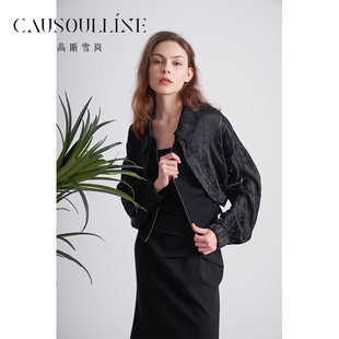高斯雪岚春装复古港风短外套微透设计感气质淑女上衣