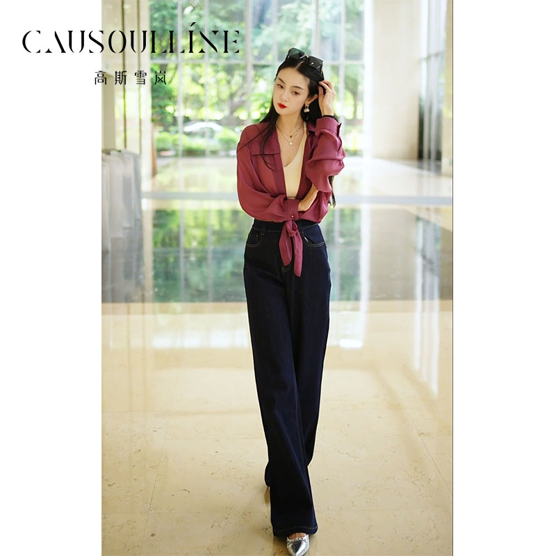 简约百搭牛仔裤时尚气质长裤