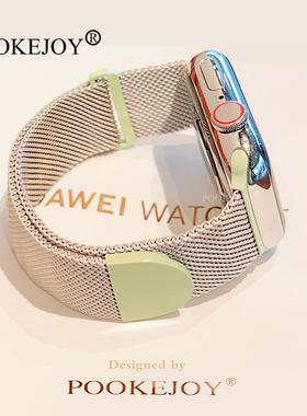 POOKEJOY适用苹果applewatch11磁吸尼斯表带s10米兰金属表带s9/s8