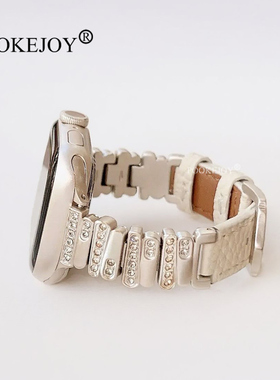 POOKEJOY适用苹果applewatch11不规则真皮表带s10表带s9/s8气质秋