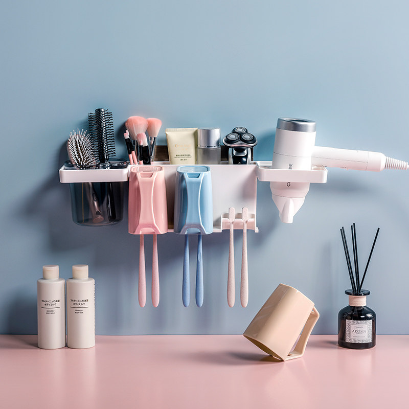 卫生间免打孔牙刷置物架壁挂牙刷架牙刷杯洗漱杯创意吸盘牙具套装