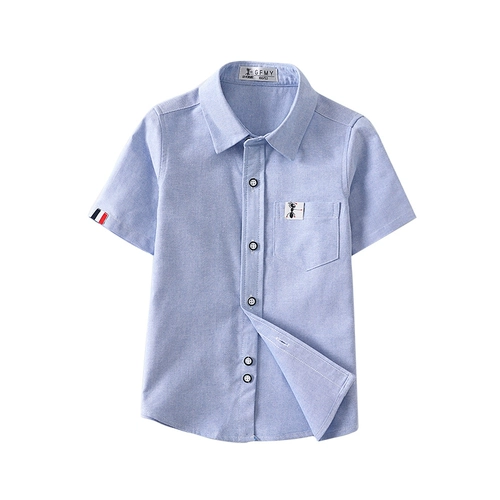 Летняя тонкая рубашка для мальчиков, детская хлопковая форма, короткий рукав, подходит для подростков