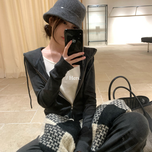 Hers-秋上新休闲假两件拼接卫衣外套+休闲裤两件套套装66951