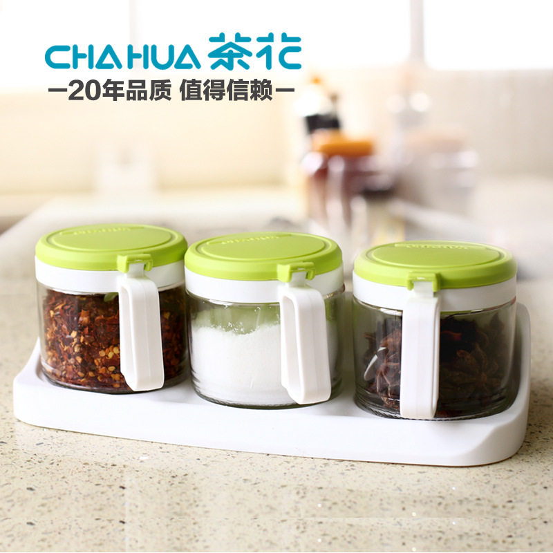 茶花玻璃调味盒调味罐调料盒厨房