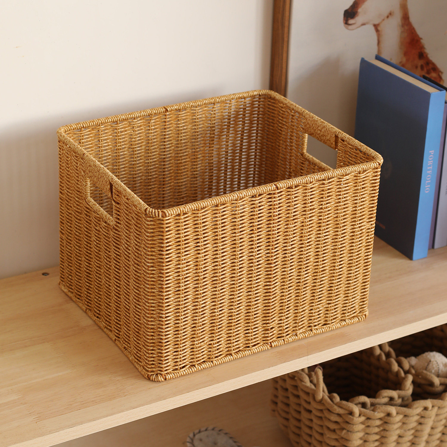 Kens北欧风收纳筐 仿藤编织篮子橱柜收纳框玩具整理大号简约,收纳整理,收纳筐,淘宝优惠券,粉丝福利购,淘宝优惠卷