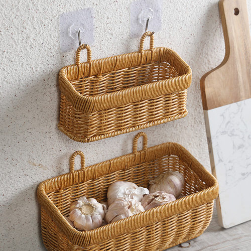 仿藤编姜蒜收纳筐编织挂篮