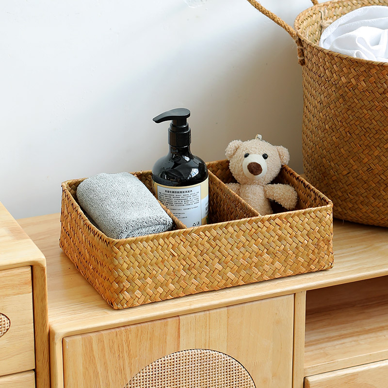 草编客厅茶几遥控器零食整理盒