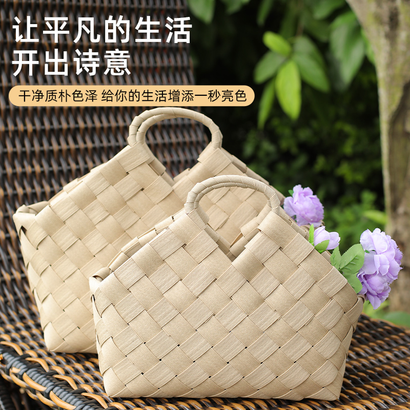 编织手提袋夏季出游拎包