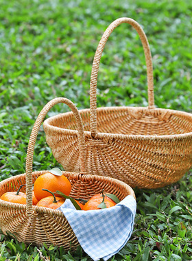 Kens创意西瓜提篮礼品仿藤编购物篮买菜篮子水果筐采摘户外野餐篮