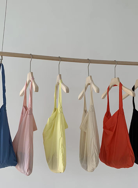 ins速干微防水面料彩色单肩薄帆布袋环保袋夏季清爽慵懒风斜挎包