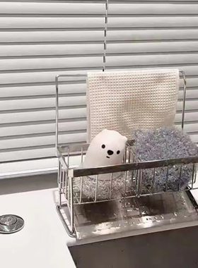 日式不锈钢厨房海绵沥水架排水台式置物架多用收纳架滴水架