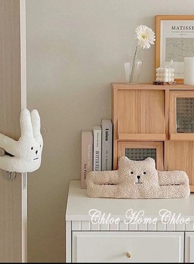 韩国ins熊兔子毛绒防夹手门挡儿童安全防护宠物留门装饰门阻防撞