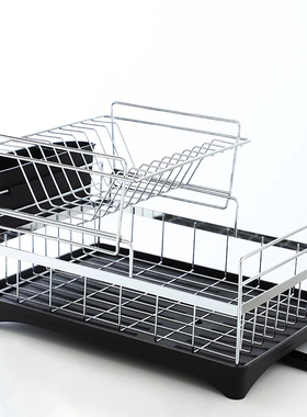 北欧包豪斯厨房不锈钢沥水篮中古银色碗架杯双层置物架碗筷沥水架