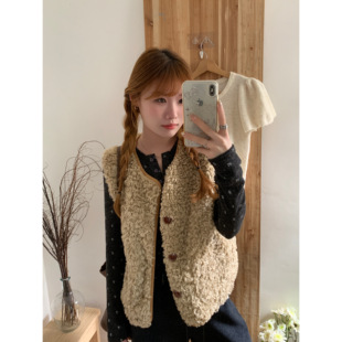 teddy俱乐部 环葆皮草马甲羊羔毛加厚毛毛背心 博主同款