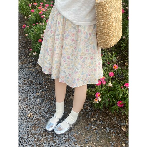 甜甜的奶油碎花松紧腰半身裙温柔少女大裙摆显瘦a字伞裙