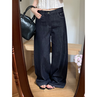 宅女同款 12532M中腰原牛透气棉麻赤耳宽松直筒牛仔裤