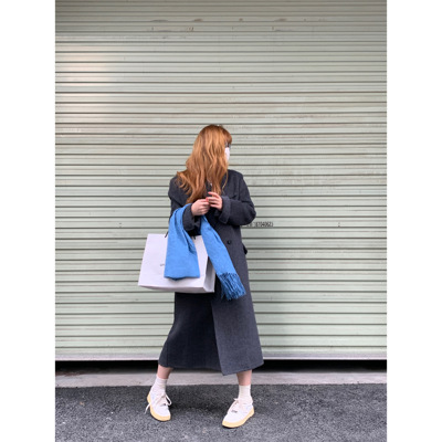 清潭洞灰色韩系毛呢双面羊绒大衣女冬季小个子中长款廓形羊毛外套