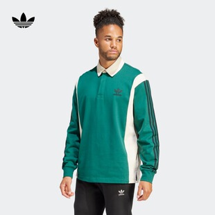 adidas阿迪达斯运动长袖POLO衫男装春季新款三叶草IU0210