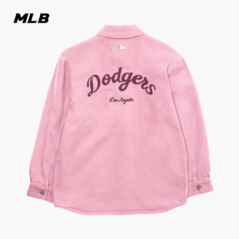 MLB官方 男女情侣学院风牛仔衬衫百搭通勤外套24夏季新款DRV01