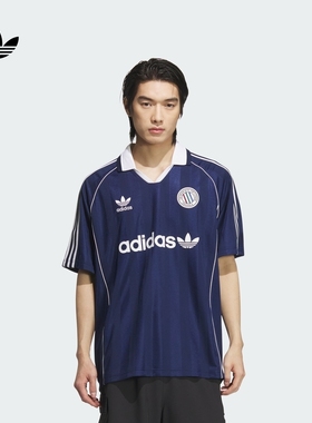 休闲足球风运动上衣短袖球衣男装新款adidas阿迪达斯三叶草KC0127