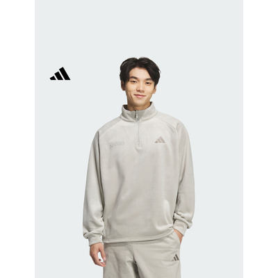 宽松舒适半开襟休闲套头衫男装adidas阿迪达斯官方轻运动KR0222