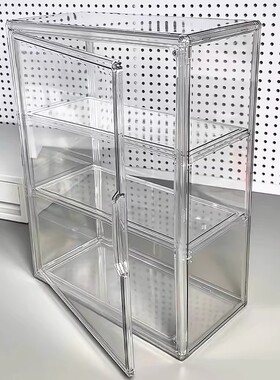 桌面收纳盒小痛柜吧唧整理展示透明塑料亚克力防尘大容量谷子手办