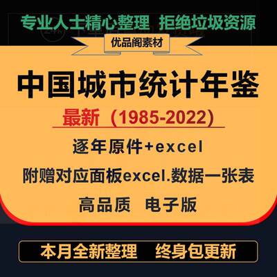 城市统计年鉴面板数据PDF电子版1958-2022年地级市Excel版本