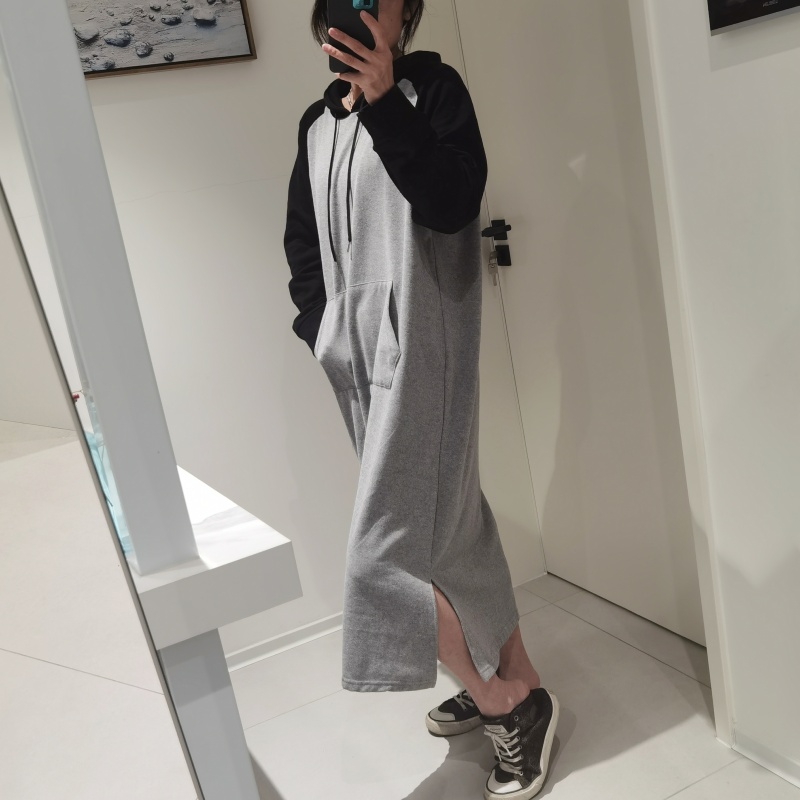 2025秋装新款韩版休闲卫衣裙女宽松藏肉连帽长款过膝连衣裙ins