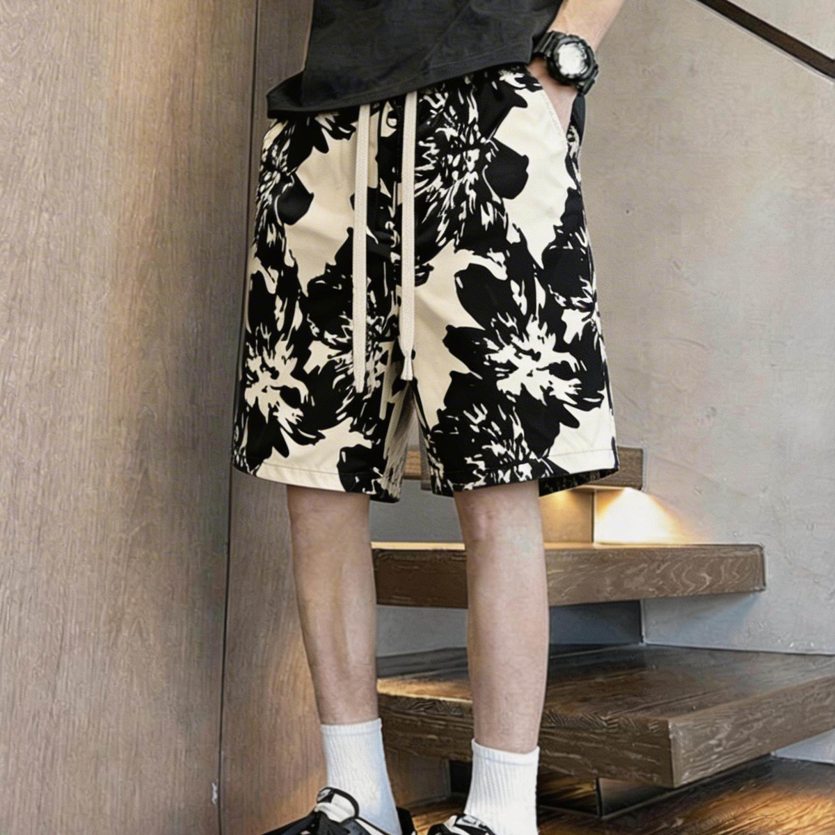 美式短裤男女夏季薄款新中式国风裤设计感直筒休闲沙滩5分五分裤