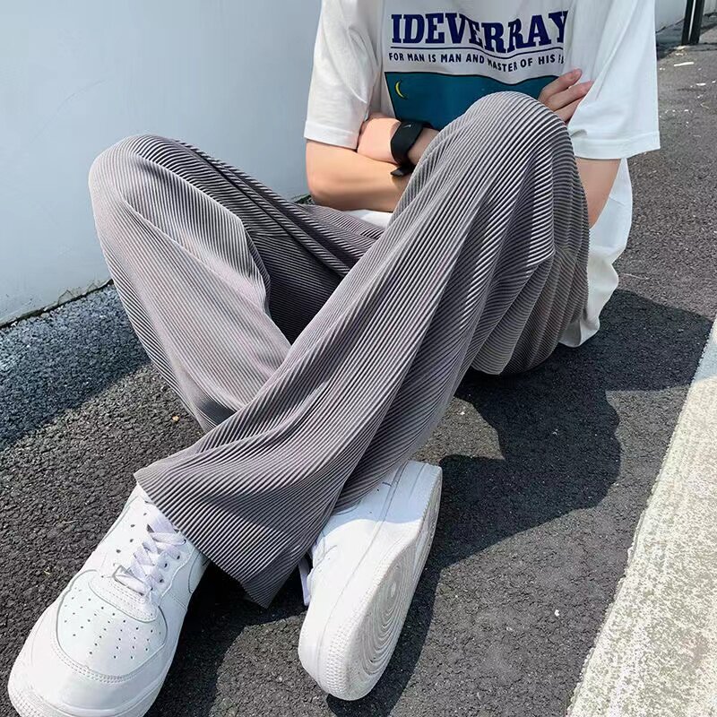 冰丝垂感休闲裤男士直筒宽松夏季